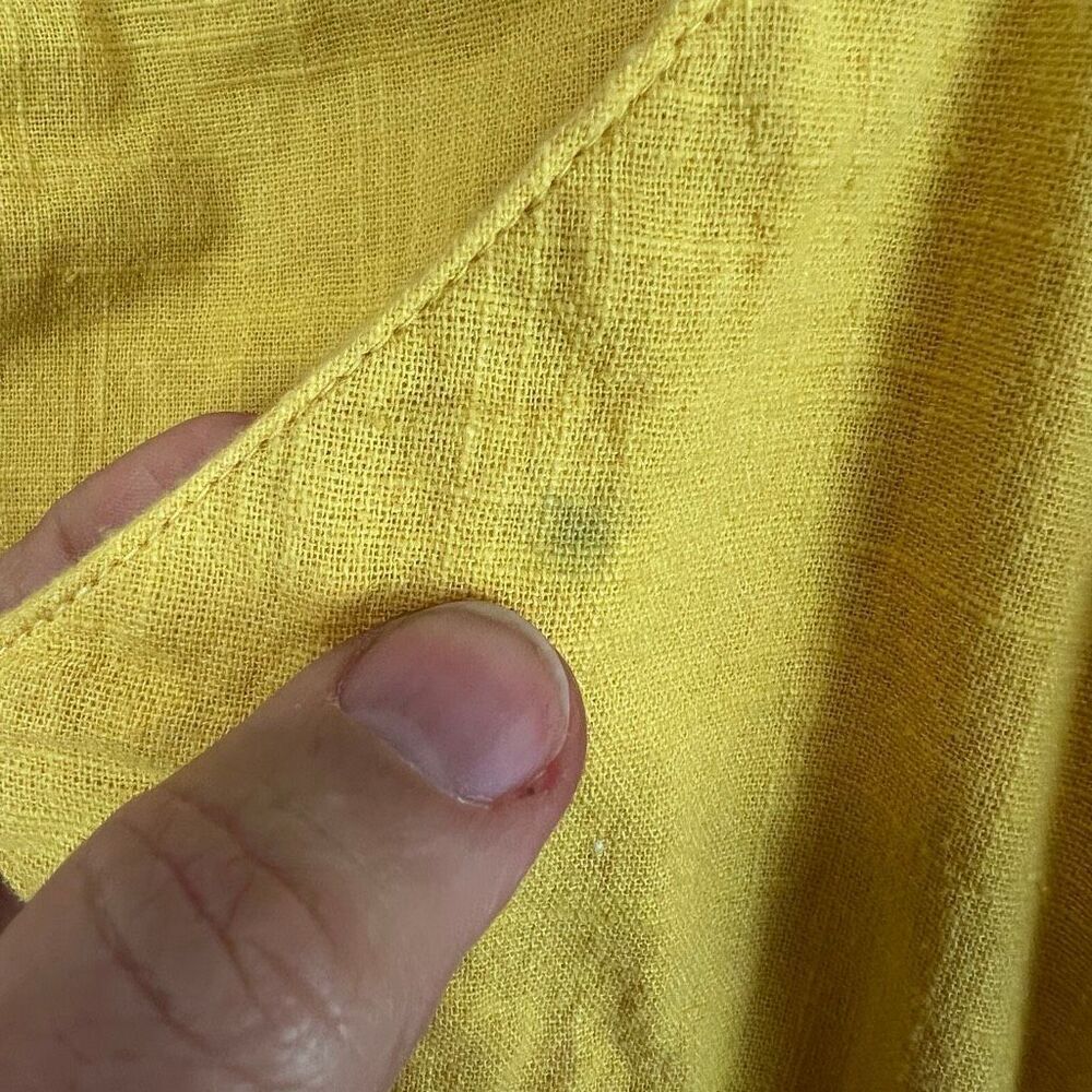 Billabong Yellow Cotton Puff Sleeve Tiered Midi Dress Size L Boho Cottagecore - Picture 10 of 11